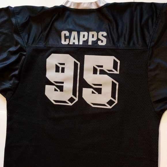 RAIDERS 95 CAPPS Football Jersey  XL 46-48  Black Grey, Silver, White detail VGC - Picture 7 of 10